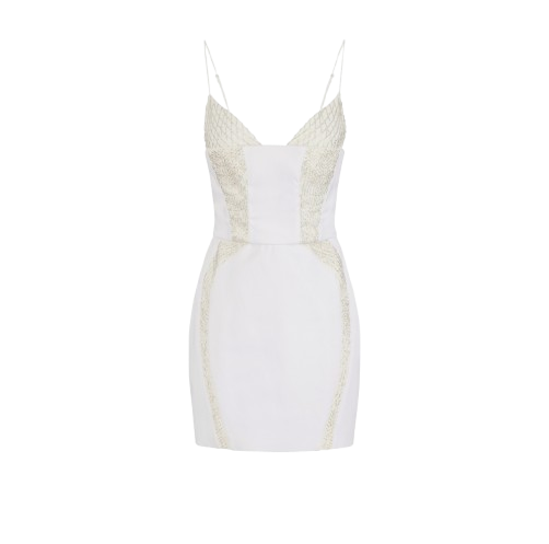 Mini abito in gabardina e tulle con ricami Elisabetta Franchi