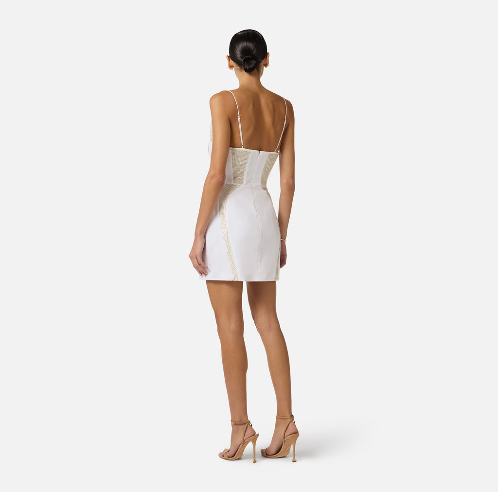 Mini abito in gabardina e tulle con ricami Elisabetta Franchi